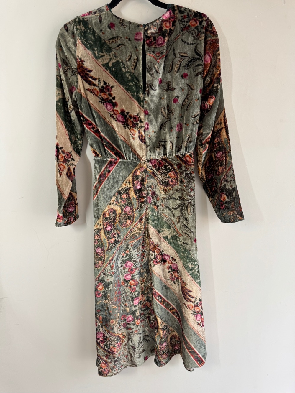 Zara Trafaluc Velvet Midi Dress Paisley Floral Boho Small Whimisgoth Fairy Fall - Picture 8 of 13